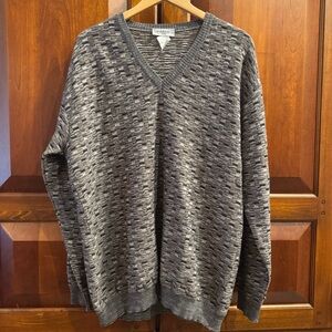 Vintage Bullock & Jones Men’s V-Neck Wool Blend Chunky Knit Sweater Size XL